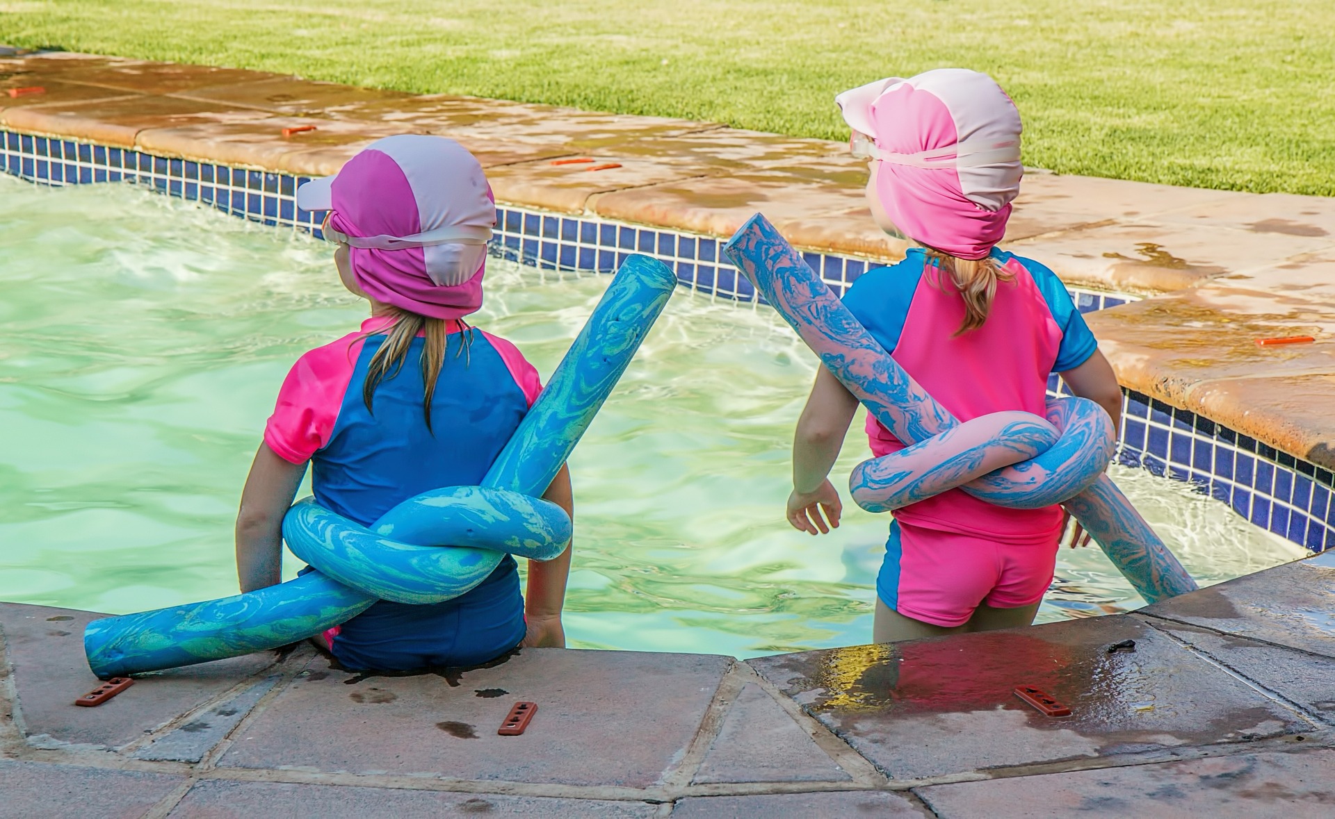 cute children ready to swim