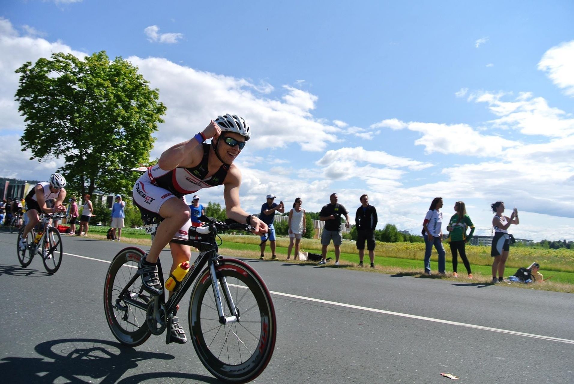 a happy bicyclist